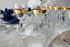 Vintage Tiffin Rambler Rose Gold Trim Liquor Stemware X12 Optic Glass 15042 Stem