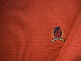 Y2K Tommy Hilfiger Orange Crew Neck Sweater Preppy Style Fantastic Color Men's Or Unisex
