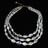 1950s Glamour AB Crystal Triple Strand Necklace Big Graduated Aurora Borealis Beads - Premier Estate Gallery 