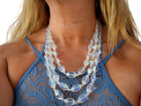 1950s Glamour AB Crystal Triple Strand Necklace Big Graduated Aurora Borealis Beads