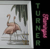 Turner Art Deco Style Flamingos Wading Mirror 28X20 inch, 1950s Pink Flamingo Framed Mirror by Turner, Coastal Decor, Florida Decor, Palm Beach Style - Premier Estate Gallery  1