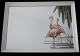 Turner Art Deco Style Flamingos Wading Mirror 28X20 inch, 1950s Pink Flamingo Framed Mirror by Turner, Coastal Decor, Florida Decor, Palm Beach Style - Premier Estate Gallery  2