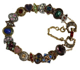 Romantic Victorian Style Charm Bracelet Gold Silver Bronze Plated 19 Jeweled Charms - Premier Estate Gallery 5
