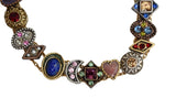Romantic Victorian Style Charm Bracelet Gold Silver Bronze Plated 19 Jeweled Charms - Premier Estate Gallery 1