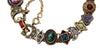Romantic Victorian Style Charm Bracelet Gold Silver Bronze Plated 19 Jeweled Charms - Premier Estate Gallery 3