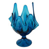 Mid Century Viking Epic Bluenique 6 Petal 8 1/2" Vase, Viking Art Glass Epic Line Bluenique Compote - Premier Estate Gallery 1