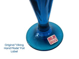 1960s Viking Art Glass Epic Bluenqiue Table Lighter 6 Petal, MCM Viking Epic Bluenique Table Lighter