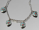 Estate Art Deco Guilloche Enamel Hearts Charm Bracelet Sterling Silver 6 1/4" - Premier Estate Gallery 1