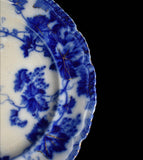 Antique John Maddocks & Sons Virginia Flow Blue Luncheon Plate, Flow Blue Leaves Plate, Blue and White Decor - Premier Estate Gallery