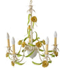 Vintage Yellow Roses Italian Tole Chandelier French Country Lighting 1960s Toleware Italy - Premier Estate Gallery 1