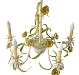 Vintage Yellow Roses Italian Tole Chandelier French Country Lighting 1960s Toleware Italy - Premier Estate Gallery 3