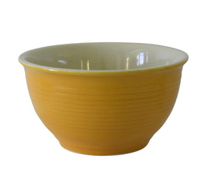Vintage Farmhouse Pottery Ribbed Mixing Bowl in Spicy Yellow - Premier Estate Gallery