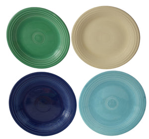 Authentic Vintage Fiesta Dinner Plates Old Ivory Cobalt Light Green Turquoise X4 - Premier Estate Gallery