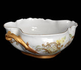 19th Century Haviland French Limoges Marseille Style One Handle Serving Bowl Heavy Gold Trim Hand Painted - Premier Estate Gallery