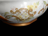 19th Century Haviland French Limoges Marseille Style One Handle Serving Bowl Heavy Gold Trim Hand Painted