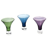 Modern Art Glass Cocktail Glasses X3 Multi Color Funnel Shape - Premier Estate Gallery 