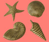 Coastal Nautical Seashell Starfish Wall Plaques X4 Vintage Gold Decor - Premier Estate Gallery 1
