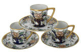Hand Painted Nippon Chocolate Cups and Saucers Cobalt Blue Gold Moriage Antique - Premier Estate Gallery