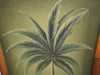 Tropical Palm Tree Oil Paintings on Board Vintage c1950-60 Bamboo Frames