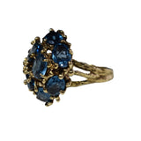 Rare Vintage 14k  Peacock Blue Sapphire Ring 6.86 ctw Branch Setting Saturated Teal Blue  - Premier Estate Gallery 2
