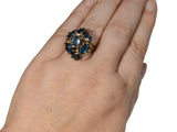 Rare Vintage 14k  Peacock Blue Sapphire Ring 6.86 ctw Branch Setting Saturated Teal Blue  - Premier Estate Gallery 3