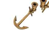 Solid Brass Anchor Candlestick Holders Vintage Coastal Decor