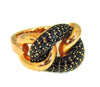 Rose Gold Love Knot Ring with Pave Black Spinels Milor Italy - Premier Estate Gallery - 1