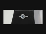 Art Deco Style 14k White Gold Aquamarine Diamond Halo Ring Engagement Ring