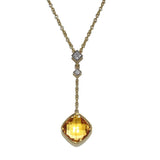 Estate 14k Gold Citrine Diamond Drop Necklace Gemstone Necklace  - Premier Estate Gallery 