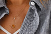 Estate 14k Gold Citrine Diamond Drop Necklace Gemstone Necklace