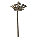 1915 Sterling Silver Crown Stickpin Lapel Pin Rhinestones Seed Pearls Unisex Signed - Premier Estate Gallery 2