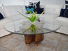 Naturally Sculpted Cypress Tree Stump Coffee Table Beveled Glass Top - Premier Estate Gallery 1