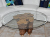 Naturally Sculpted Cypress Tree Stump Coffee Table Beveled Glass Top - Premier Estate Gallery 4
