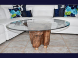 Naturally Sculpted Cypress Tree Stump Coffee Table Beveled Glass Top - Premier Estate Gallery 5
