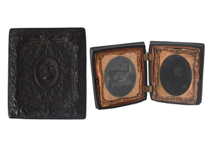 Union Case with Antique Daguerreotype Photos of Victorian Children Double Plates - Premier Estate Gallery