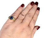 14k Gold Sapphire Crystal Ring with Natural Diamonds
