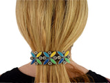 Big 1980s Colorful Enamel French Barrette for Thick Hair