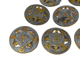19th Century Enamel Gilt Buttons in 10k Gold Set of Eleven Roses - Premier Estate Gallery 1