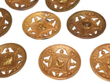 19th Century Enamel Gilt Buttons in 10k Gold Set of Eleven Roses