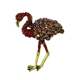 Red Rhinestone Flamingo Brooch Pave and AB Rhinestones - Premier Estate Gallery 