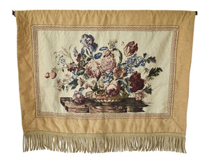 Romantic Floral Victorian Style Wall Tapestry Floral Bouquet Fringe - Premier Estate Gallery