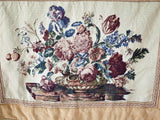 Romantic Floral Victorian Style Wall Tapestry Floral Bouquet Fringe