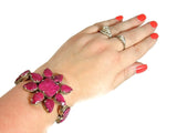 Opaque Ruby Flower Bracelet 86 Carats Silver Boho Style - Premier Estate Gallery
 - 2