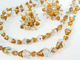 Vintage Crystal Necklace Earring Set Filigree End Caps Glamorous - Premier Estate Gallery
 - 1