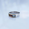 Estate Silver Gold Multi Gemstone Ring Blue Topaz Citrine Garnet