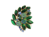 Vintage Rhinestone Brooch Blue Green Iridescent Art Glass Stones - Premier Estate Gallery
 - 2