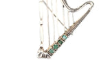 Vintage Sterling Silver Harp Brooch Green Gemstones c1920