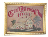 Antique Embroidery Gilt Framed God Bless Our Home with Farmhouse - Premier Estate Gallery 2