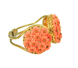 Vintage Hinged Bangle Cuff Bracelet Flower Bouquets Coral Peach - Premier Estate Gallery
 - 2