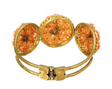 Vintage Hinged Bangle Cuff Bracelet Flower Bouquets Coral Peach - Premier Estate Gallery
 - 3